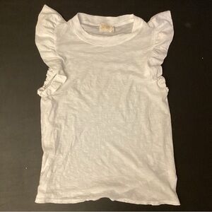 White Ruffle Sleeve Tee